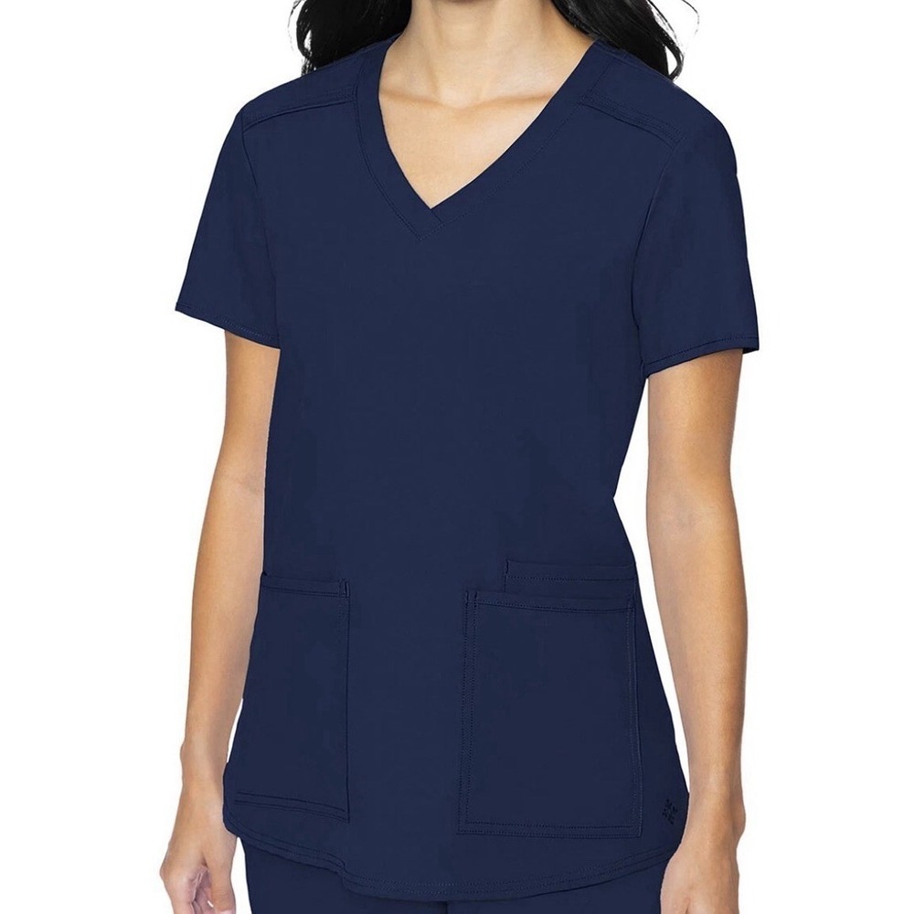 Med Couture MC Insight Women's Scrubs 3 Pocket Top MC2411 NAVY Navy Large  (c)